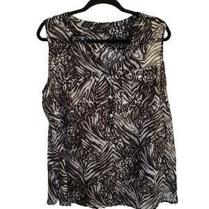 Apt. 9 Sheer Sleeveless Partial Button Front V-Neck Top